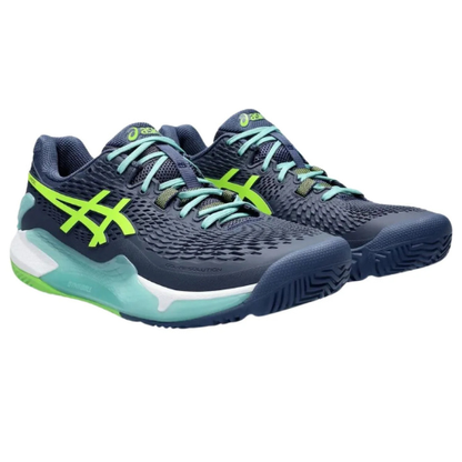 CALZADO ASICS GEL RESOLUTION 9 PADEL THUNDER BLUE ELECTRIC LIME