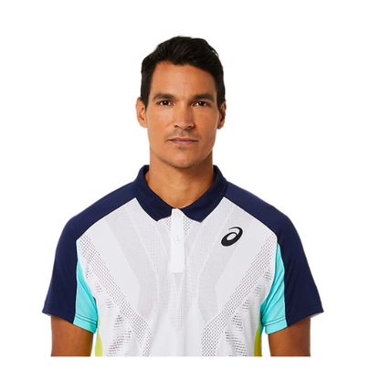 CAMISETA POLO ASICS MEN MATCH ACTIBREEZE BRILLIANT WHITEICE MINT