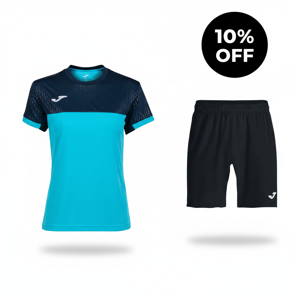 Combo Camiseta Joma Montreal Azul Claro + Pantaloneta Joma Master Black